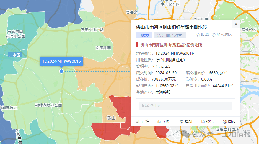 南海控股7.4亿摘得佛山狮山板块商住地，规划建筑面积约11万㎡